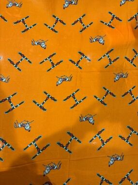 Orange Patterned Silk Scarf with Ski Motif